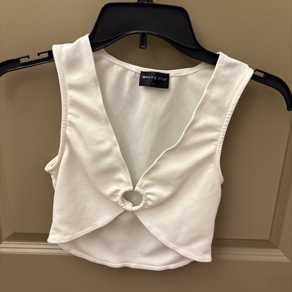 White Fox Boutique White Ring Detail Crop Top
